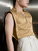 Mens Solid Color Half-Zip Tank SKUL07647