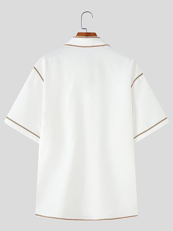 Men's Colorblock Striped Short Sleeve Shirt SKUL18006