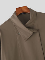 Men's Solid Color Double Breasted Long Sleeve Shirt SKUL37173