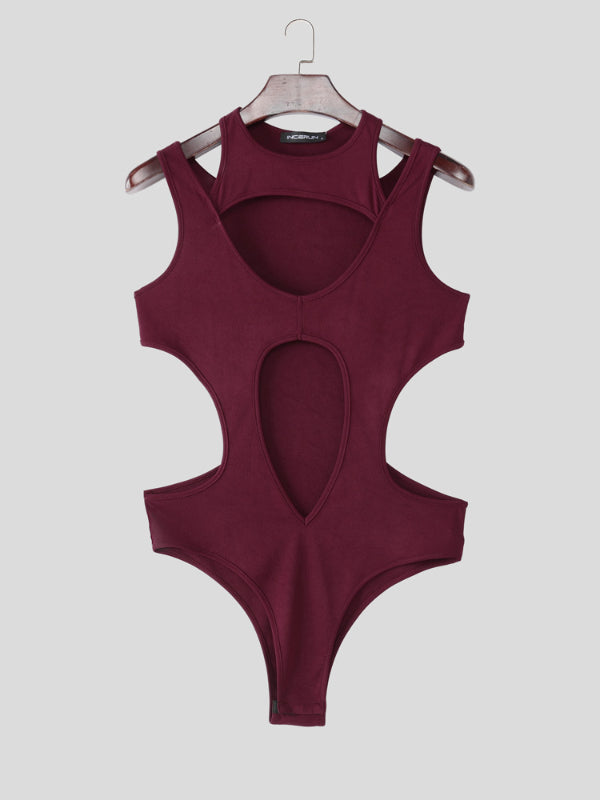 Men's Hollow Slim Fit Sleeveless Bodysuit SKUL23777