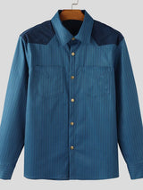 Men's Striped Colorblock Long Sleeve Shirt SKUL31844