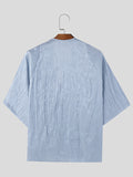 Mens Solid Cutout V-Neck Short Sleeve Shirt SKUK62618
