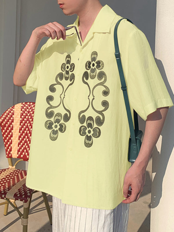 Men's Floral Print Short Sleeve Shirt SKUL21004