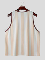 Mens Striped Palm Tree Print Tank SKUL07619