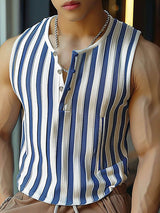 Mens Fashion V-Neck Striped Sleeveless Tank SKUK70054