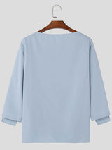 Mens Off-Shoulder Design Long-Sleeve Shirt SKUK72350