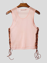 Mens Sheer Side Cutout Cropped Tank SKUL10655