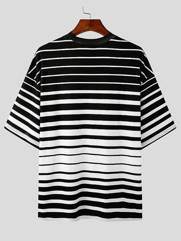 Mens Striped Knit Short Sleeve T-Shirt SKUK78324