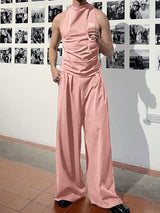 Men's Solid Color Halter Casual Two Pieces Outfit SKUL20254