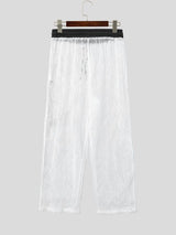 Men's Resort Slouchy All-Over Mesh Open-Hole Translucent Beach Lounge Pant SKUL68412