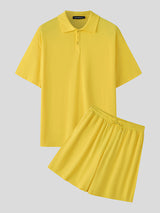 Mens Solid Color Short-Sleeve Two Pieces Outfit SKUL08491