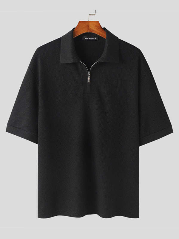 Mens Solid Knit Short Sleeve Golf Shirt SKUK48481