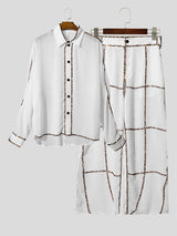 Men's Colorblock Striped Casual Two Pieces Outfit SKUL23785