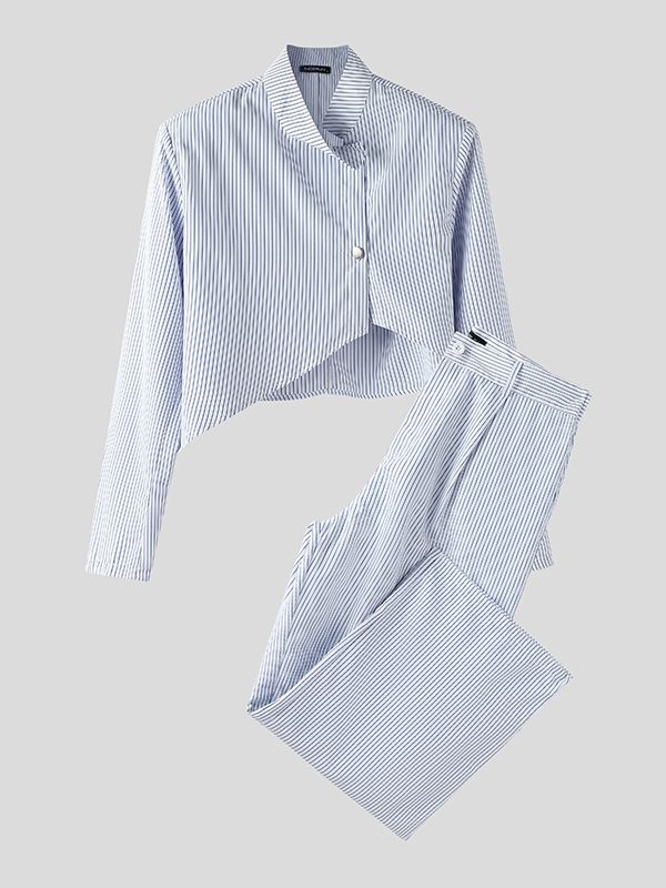 Men's Striped Cropped Casual Two Pieces Outfit SKUL33058