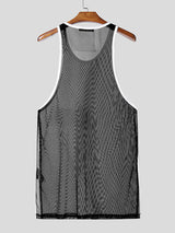Mens Solid Color Sheer Mesh Casual Tank SKUL13013