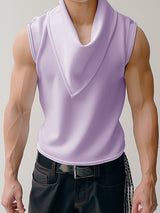 Mens Solid Cowl Neck Sleeveless Vest SKUK52509