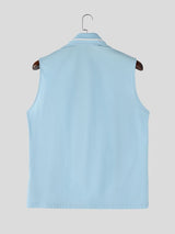 Men's Retro Nautical Sailor Collar Integrated Tie-Scarf Tank SKUL60964