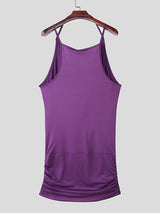 Mens Solid Color Cowl Neck Semi-Sheer Tank SKUL12390