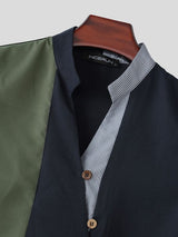 Men's Avant-Garde Color Block Asymmetrical Diagonal Button Stand Collar Tank SKUL75612