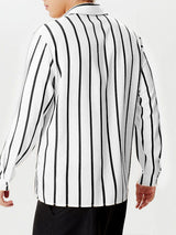 Mens Striped Lapel Collar Long Sleeve Shirt SKUK59935