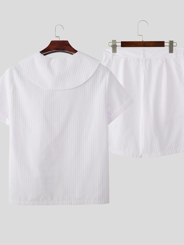 Men's Striped Collar Two Piece Outfit SKUL52010