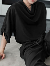 Men's Loose Slouchy Neck Half Sleeve Shirt SKUL38093