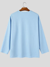 Men's Early Autumn Resort Waffle Knit Wide Ribbed Cuff Relaxed Long Sleeve T-shirt SKUL81843