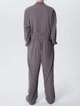 Mens Textured Striped Long Sleeve Jumpsuit SKUK74991