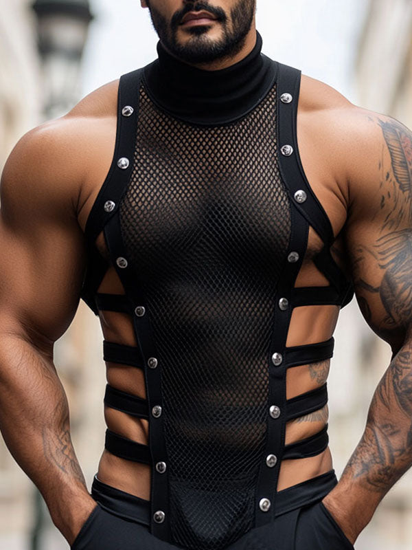 Mens Side Cut Sheer Mesh Tank SKUL05813