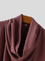 Mens Solid Color Knit Cowl Neck Two Pieces Outfit SKUL14201