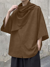 Men's Solid Color Cowl Neck 3/4 Length Sleeve Shirt SKUL51074