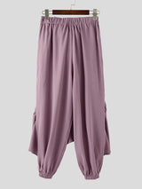 Mens Solid Color Asymmetric Ruched Pant SKUL05856