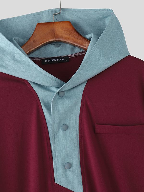 Men's Color Block Hooded Two Pieces Outfit SKUL36461