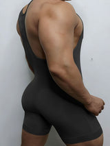 Men's Solid Color Slim Fit Sleeveless Bodysuit SKUL42532