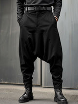 Men's Solid Color Drop Crotch Loose Fit Pant SKUL50065