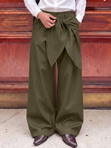Men's Avant-Garde Runway Waist Tie-Up Ribbon Exaggerated Floor Length Wide Leg Pant SKUL83480