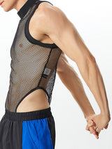 Mens Sexy Mesh Sleeveless Triangle Jumpsuit SKUI24872