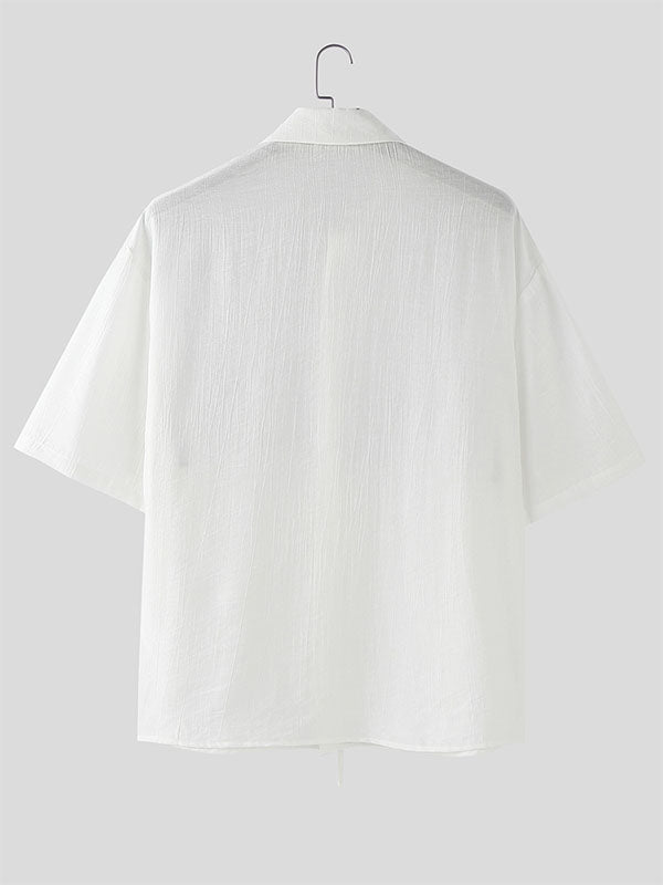 Men's Lace Patchwork Short Sleeve Shirt SKUL22324