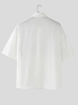 Men's Lace Patchwork Short Sleeve Shirt SKUL22324