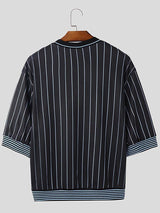 Mens Street Style Striped Color Block T-Shirt SKUK90480