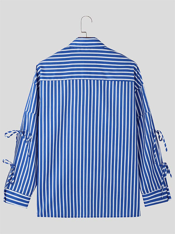 Mens Tie Design Striped Long Sleeve Shirt SKUK85359