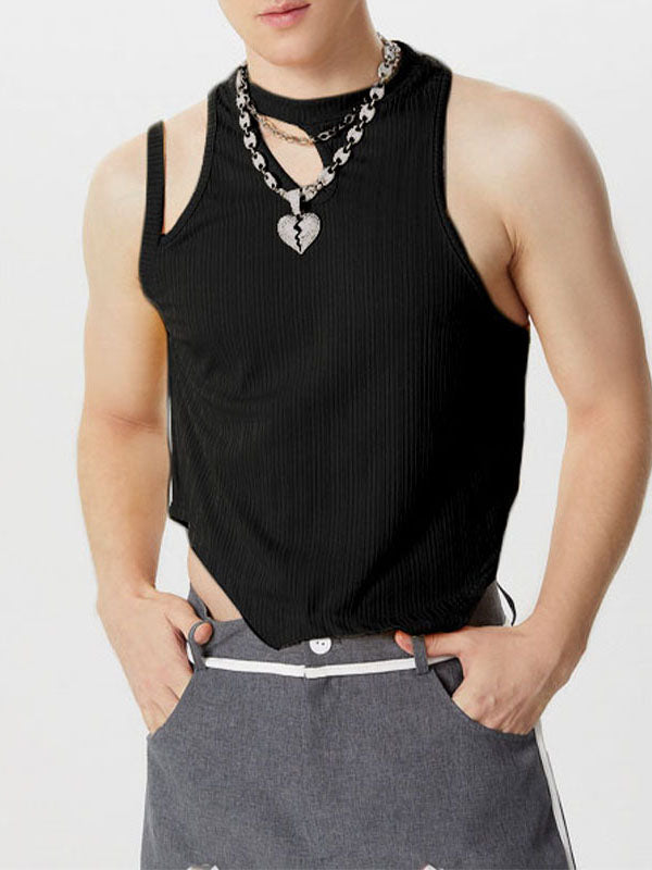 Mens Striped Knit Hollow-Out Tank SKUK64767