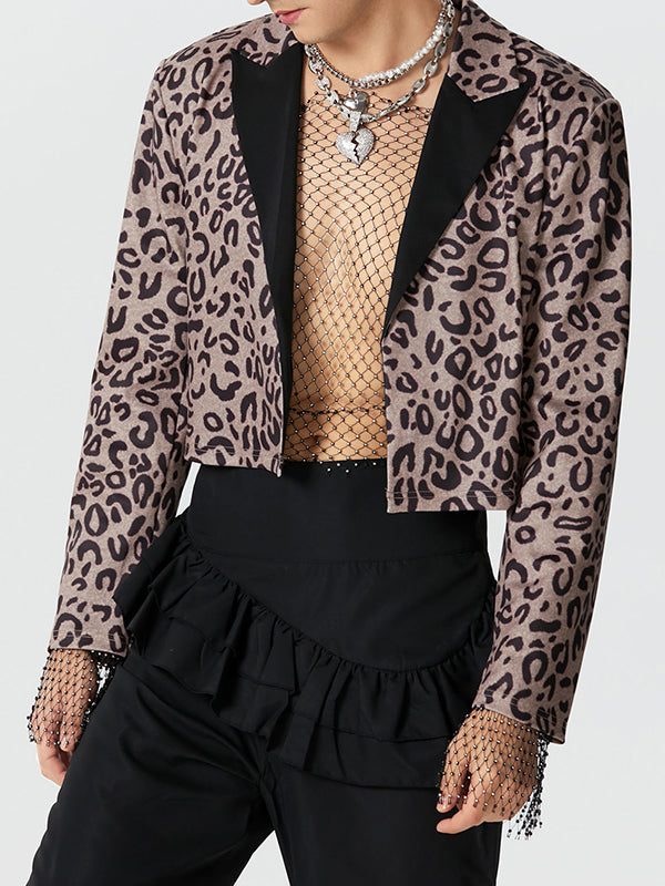 Mens Leopard Long Sleeve Blazer Crop Top SKUK31894