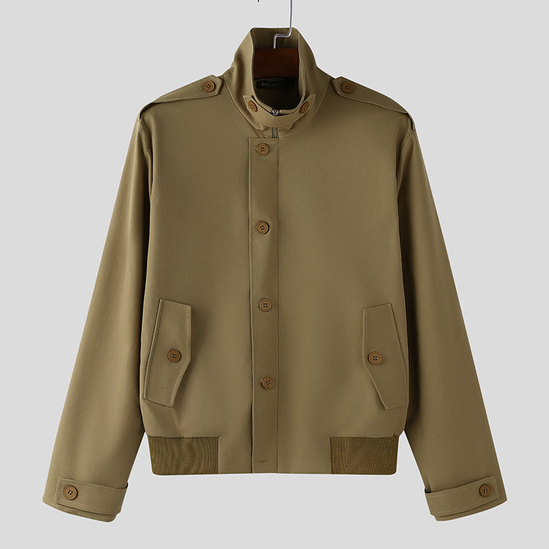 Men's Solid Biker Style Long Sleeve Jacket SKUL32036