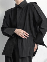 Mens Shoulder Ruffled Concealed Placket Casual Shirts SKUI73783