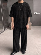 Men's Avant-Garde Sheer Burnout Pattern Oversized Two Pieces Outfit SKUL75696