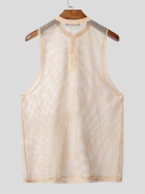 Mens Solid Color Sheer Mesh Casual Tank SKUL21145