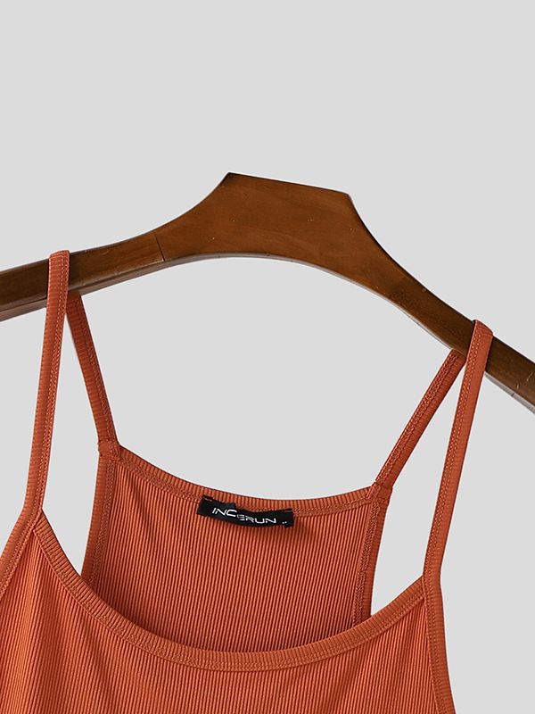 Men's Solid Color Knitted Casual Tank SKUL39025