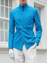 Men's Knot Design Stand Collar Long Sleeve Blazer SKUL37537