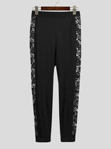 Mens Lace Patchwork See Through Elastic Pants SKUK50906